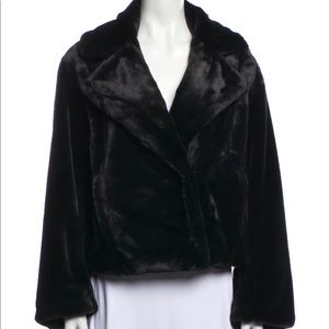 Vince womens faux fur black/blue coat size M